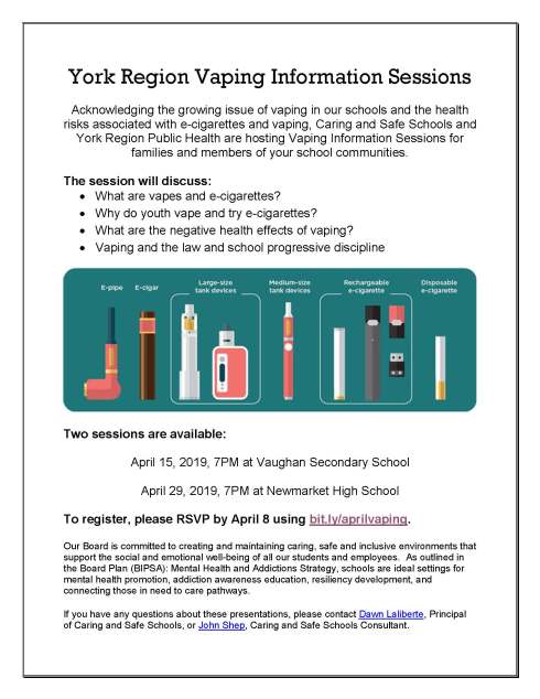 Vaping Information Sessions for parents 2019