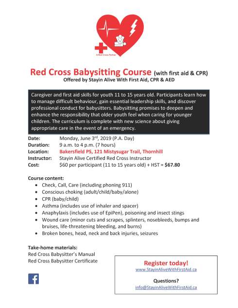 Bakersfield PS Red Cross Babysitting Course Flyer June3